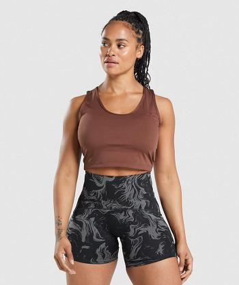 Podkoszulki Damskie Gymshark Gs Power Open Back Cropped Różowe Brązowe | PL 3119AHK